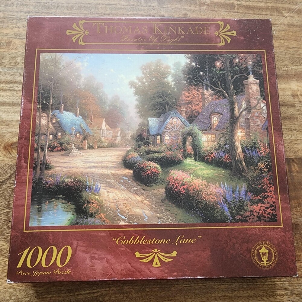 Ceaco Thomas Kinkade Cobblestone Lane 1000 Pc Jigsaw Puzzle 27x20 Multi-Color